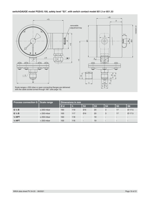 مانوستات دیافراگمی ویکا 0.6 بار PGS43.100