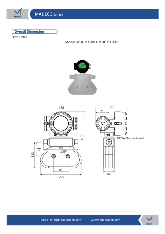 کوریولیس مس فلومتر مدکو کانادا MDCM1 (سایز DN25)