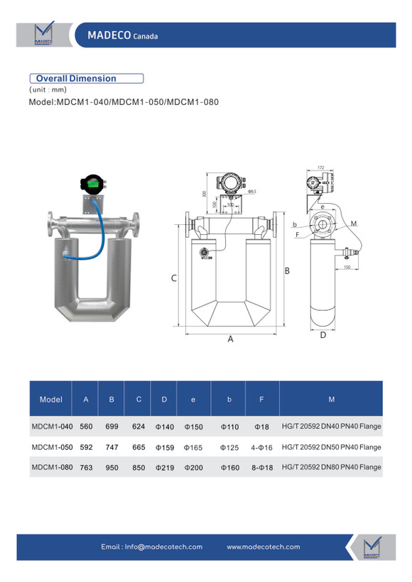 کوریولیس مس فلومتر مدکو کانادا MDCM1 (سایز DN03)