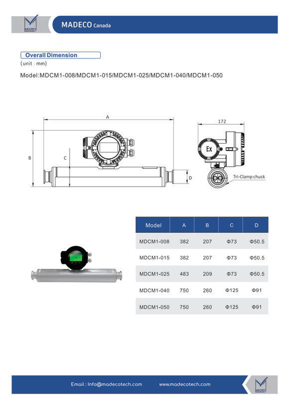 کوریولیس مس فلومتر مدکو کانادا MDCM1 (سایز DN50)