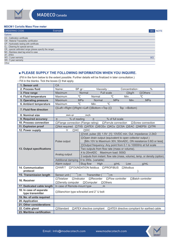 کوریولیس مس فلومتر مدکو کانادا MDCM1 (سایز DN15)